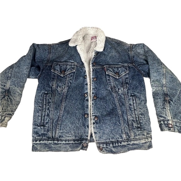 Levi Sherpa Jean Jacket San Francisco MediumUSA Made 80's Trucker Vintage Levi's - Picture 4 of 12